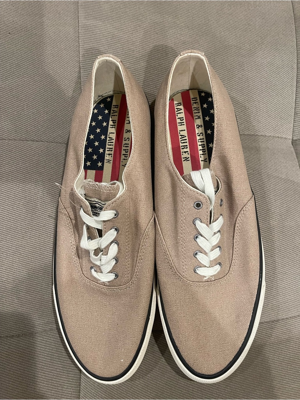 Ralph Lauren Men’s Canvas Sneakers - Taupe with White Accents